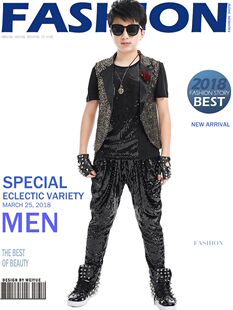 儿童模特演出表演 亮片裤子男 元旦 演出服装男歌手摇滚新款 帅气