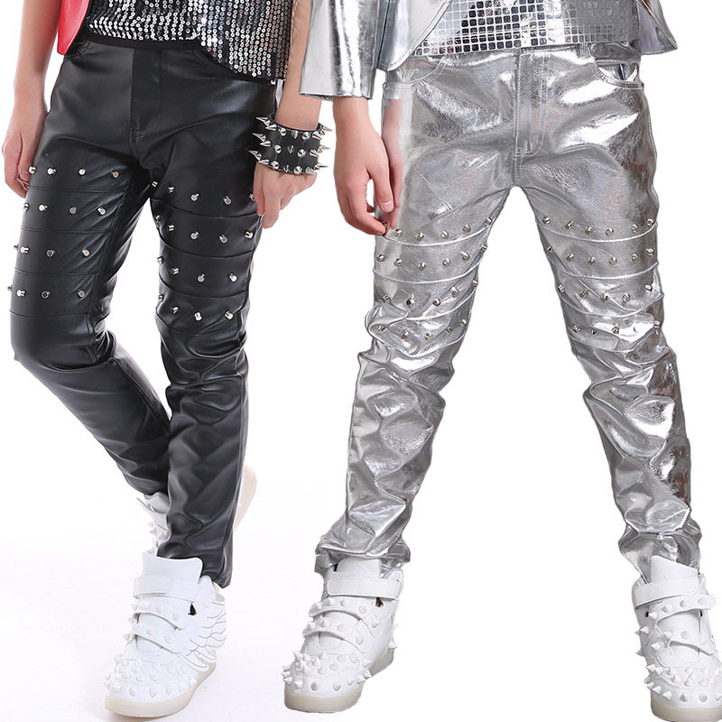 六一儿童表演服装架子鼓铆钉皮裤舞蹈男儿童街舞演出服走秀爵士舞