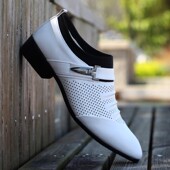 男士 英伦男皮鞋 镂空皮凉鞋 透气洞洞鞋 夏季 白色男鞋 乐福休闲鞋 韩版