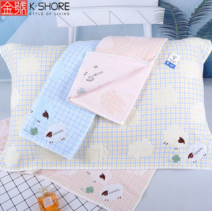 金号枕巾纯棉纱布柔软透气一对装卡通可爱一等品GA2606