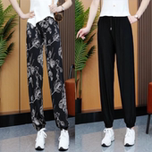 女夏季 凉凉裤 爆款 宽松束脚运动哈伦裤 防蚊印花 大码 冰丝雪纺休闲裤