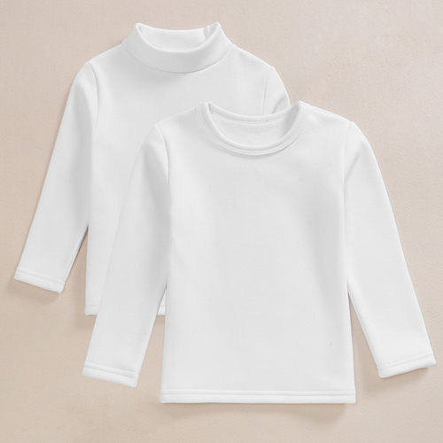 男女童白色加绒打底衫