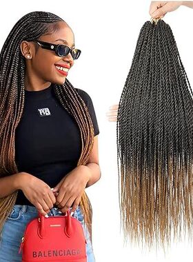 跨境钩针三股辫Three strand braided synthetic hair extens