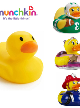 Munchkin麦肯奇满趣健感温黄色小鸭子幼婴儿宝宝洗澡漂浮玩具消防