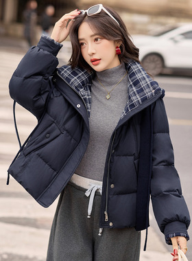 冬季时尚连帽羽绒服女2025新款韩版气质拼接潮流女装外套ZQ25285