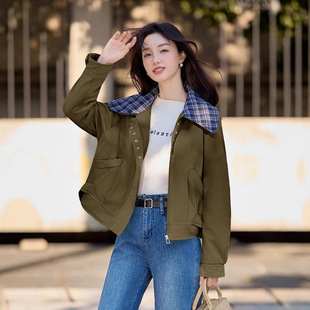 设计感翻领加绒时尚 女装 保暖百搭夹克外套OU6909 新款 2025秋冬季