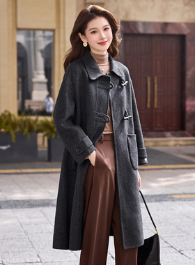 2025秋冬季新款女装长款毛呢外套显瘦气质羊毛双面呢大衣HR1230