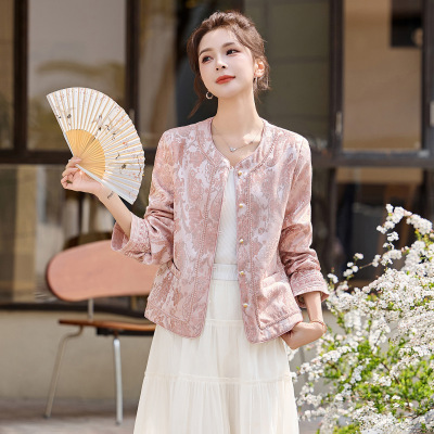 新中式刺绣提花外套女春季2026新款盘扣复古气质高级感上衣YF2710