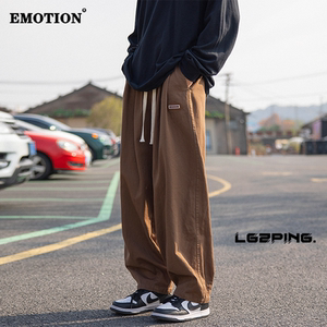EMOTION美式阔腿裤春秋男款复古慵懒直坠感直筒休闲工装长裤宽松