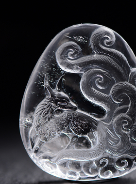 来图定制 喜马拉雅白水晶狐狸男女款配饰吊坠挂件 九尾狐妩媚灵狐