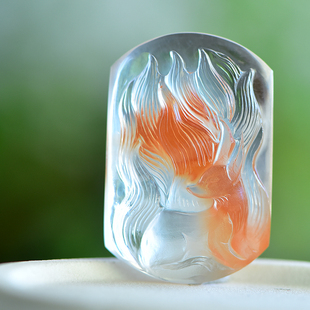 鲍氏水晶珠宝 兔毛发晶九尾狐狸魅力饰品天然水晶男女吊坠项链