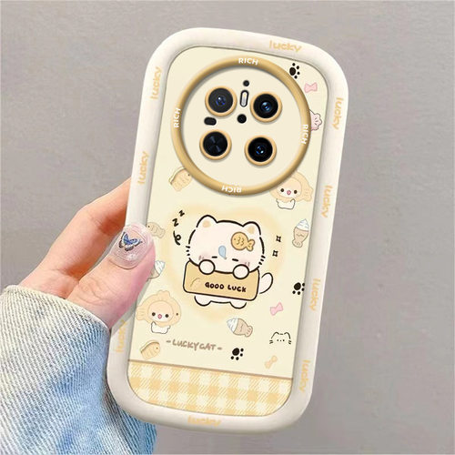 鱼小猫适用华为Mate70手机壳CLS-AL00女款卡通软胶ins风防摔全包保护套潮牌可爱软壳精孔支架补妆镜镜子支架