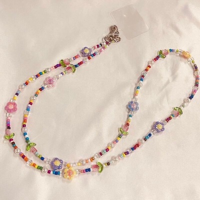 DOB郁金香花朵珠子斜挎链