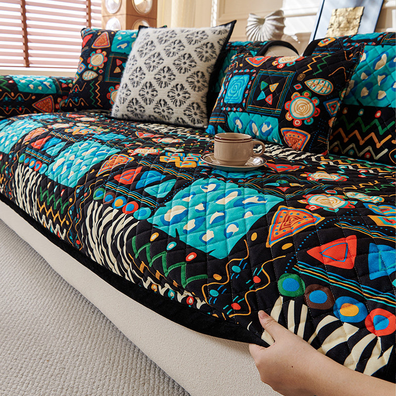 波西米亚风沙发垫子2024新款冬季毛绒坐垫固定防滑沙发套罩盖布巾,居家布艺,沙发垫,淘宝优惠券,粉丝福利购,淘宝优惠卷