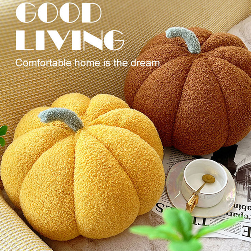 北欧ins风创意毛绒南瓜毛毛抱枕可爱圆形沙发客厅填充靠垫