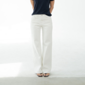 Ravehouse梨形腰细胯宽显瘦显腿长白色四面弹牛仔长裤 四季