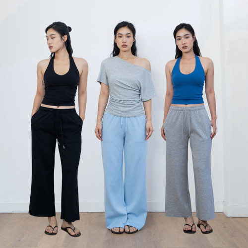 Ravehouse休闲轻薄简约梨形显瘦百搭微喇果冻卫裤2.0长裤夏季