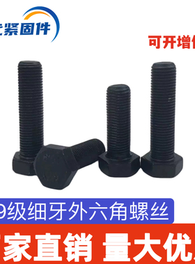 10.9级细牙发黑高强度外六角GB5786/GB5785螺栓M8M10M12M14-M30