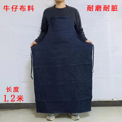 加肥加大长袖印字围裙罩衣成人男搬运棉布牛仔工作服劳保服反穿衣