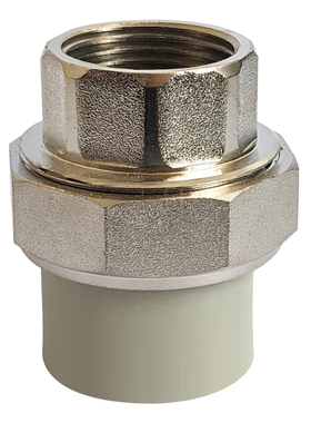 PPR灰色热熔内丝活接DN25324063内丝牙螺纹配件4分6分2寸铜牙铁丝