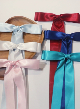 20色~超长飘带蝴蝶结发夹湖蓝黛绿浅蓝酒红JK制服百搭头饰弹簧夹