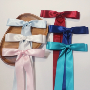 20色~超长飘带蝴蝶结发夹湖蓝黛绿浅蓝酒红JK制服百搭头饰弹簧夹