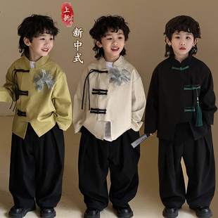 新中式男童唐装套装春秋儿童国风上衣小童男孩汉服中山装西装礼服