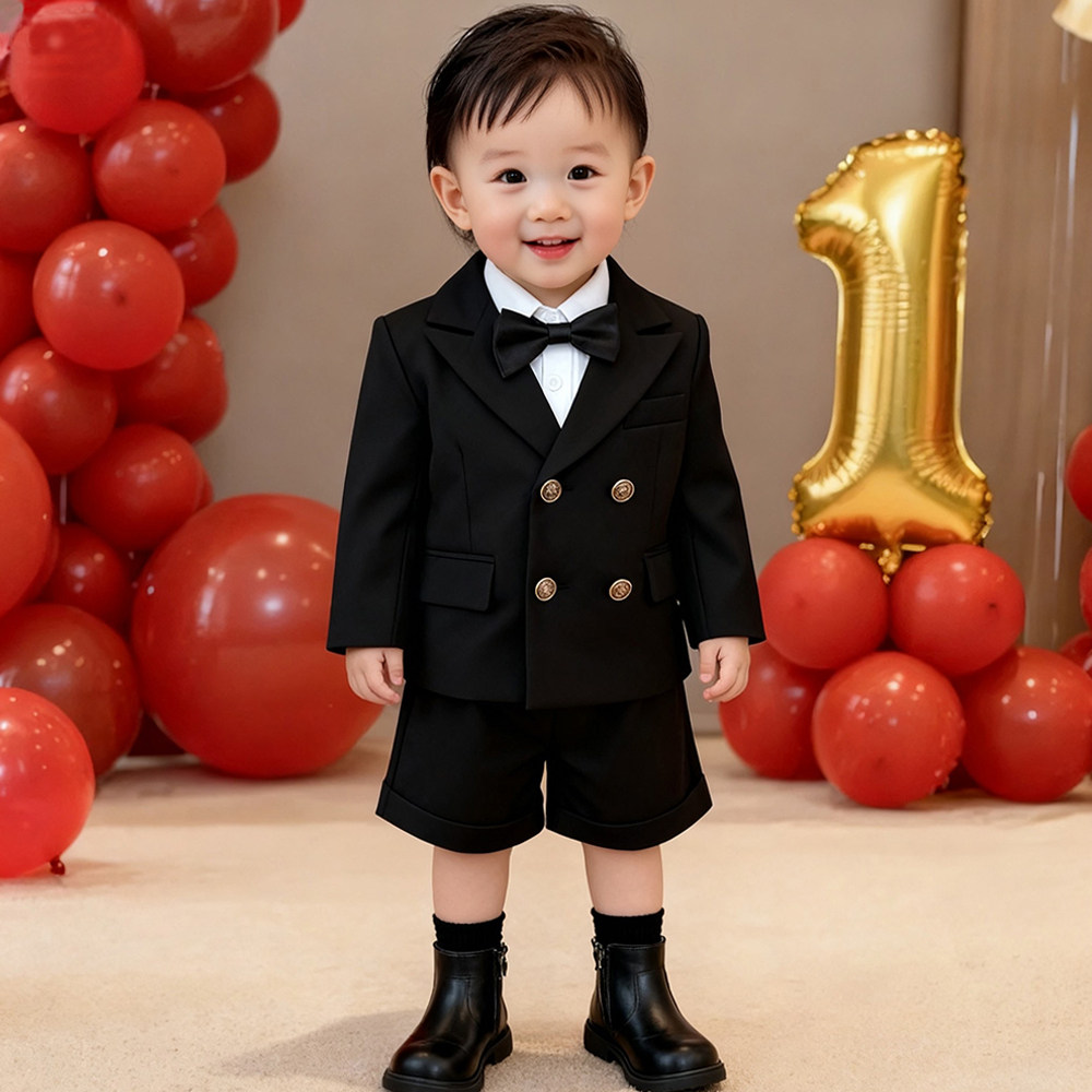 花童男童小西装套装帅气高级感一周岁男宝生日礼服儿童抓周宴西服