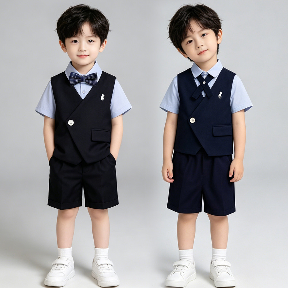 花童男童西装套装夏季英伦帅气儿童小主持人礼服男孩幼儿园演出服