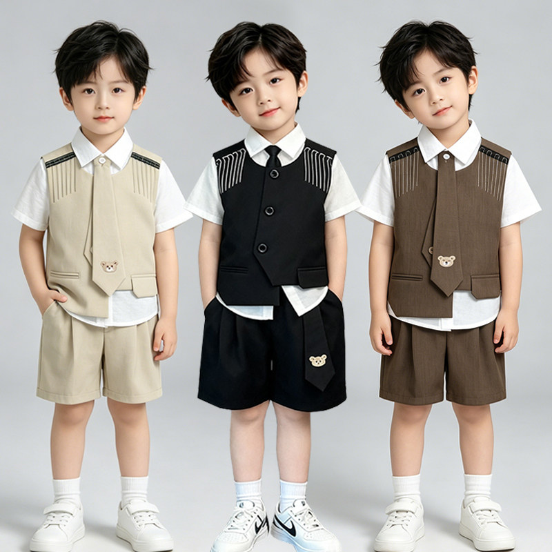 高级感儿童礼服男童西装套装夏季