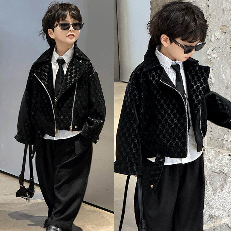 痞帅男童皮衣外套帅气炸街2026春秋套装儿童机车服男孩皮夹克上衣