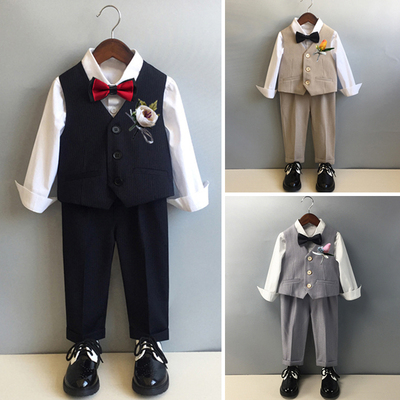 儿童小西装套装男童马甲周岁礼服