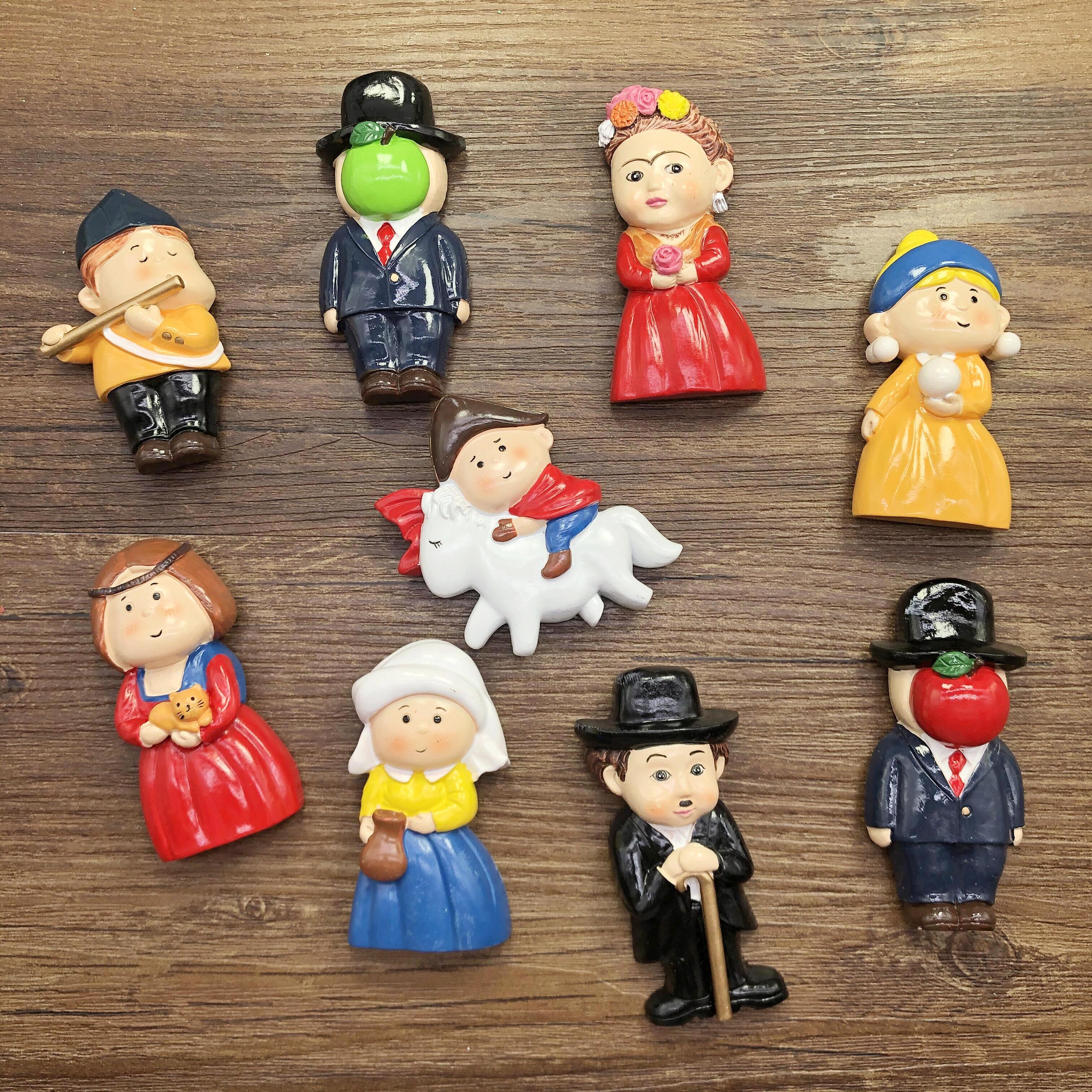 3个包邮 可爱卡通珍珠耳环女孩拿破仑梵高树脂装饰贴冰箱磁性贴