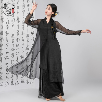黑色古典飘逸中国舞蹈服倾城舞后