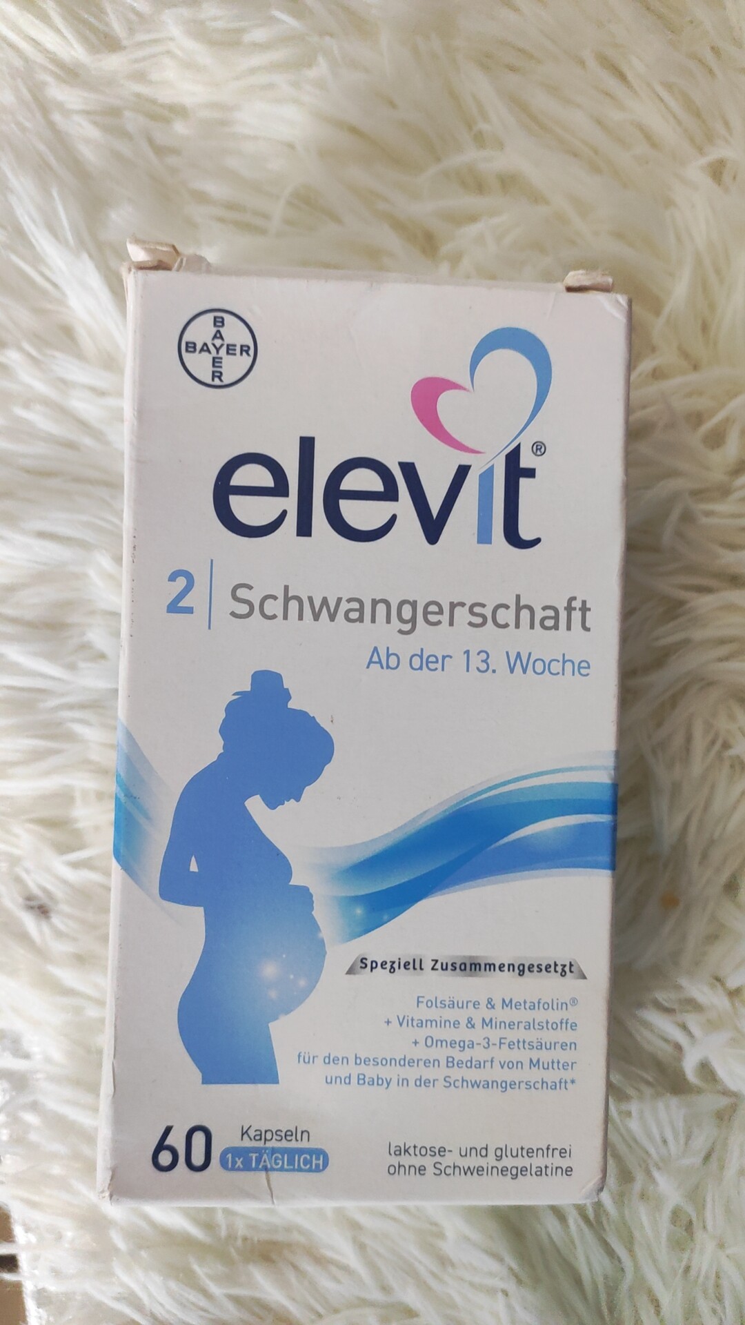 9压盒德版elevit爱乐维2段叶酸dha孕期叶酸60粒2024.8瑕疵缺