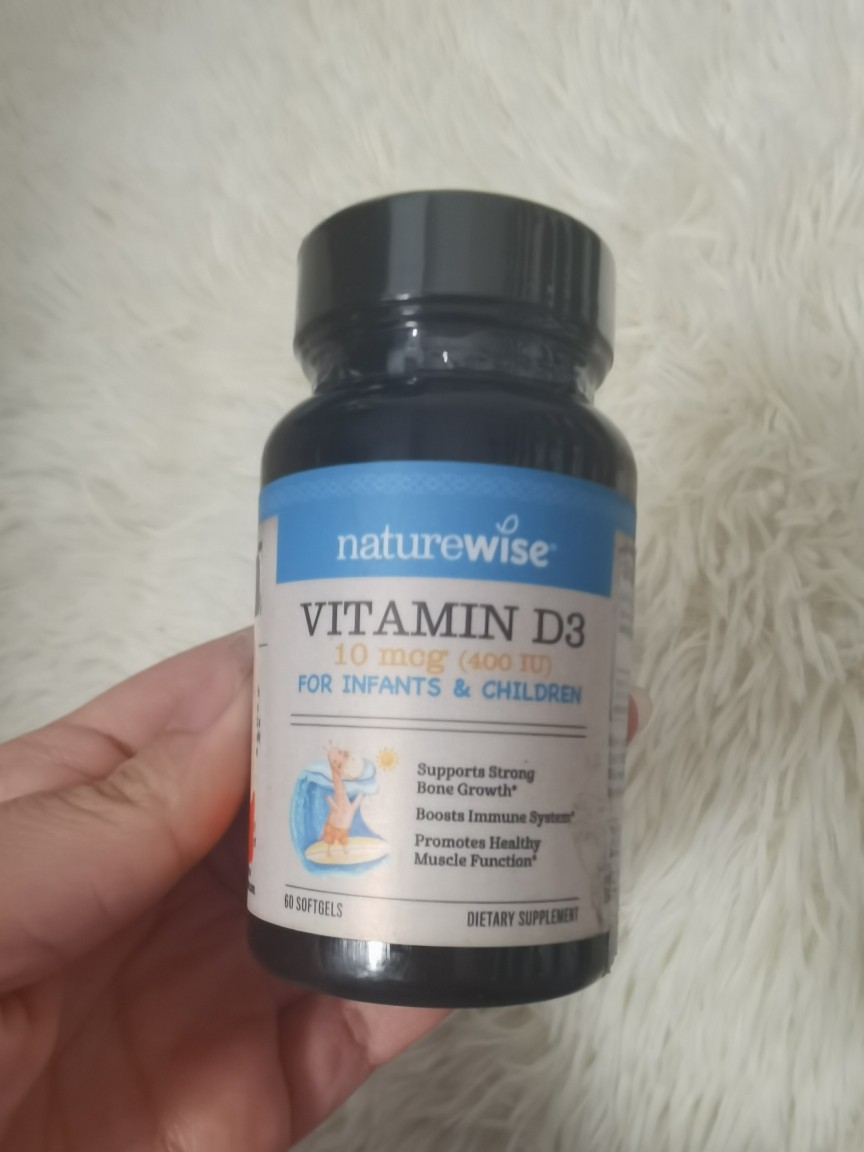 26.2月naturewise婴幼儿童宝宝维生素vd3阳光蓝瓶钙400iu胶囊60粒