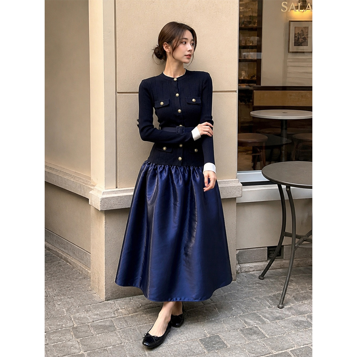 法式复古名媛小香风套装女2026秋季收腰显瘦针织上衣半身裙两件套图片