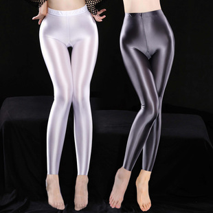 新品油光九分小脚裤丝滑油亮九分袜女打底裤光泽瑜伽健美裤性感女