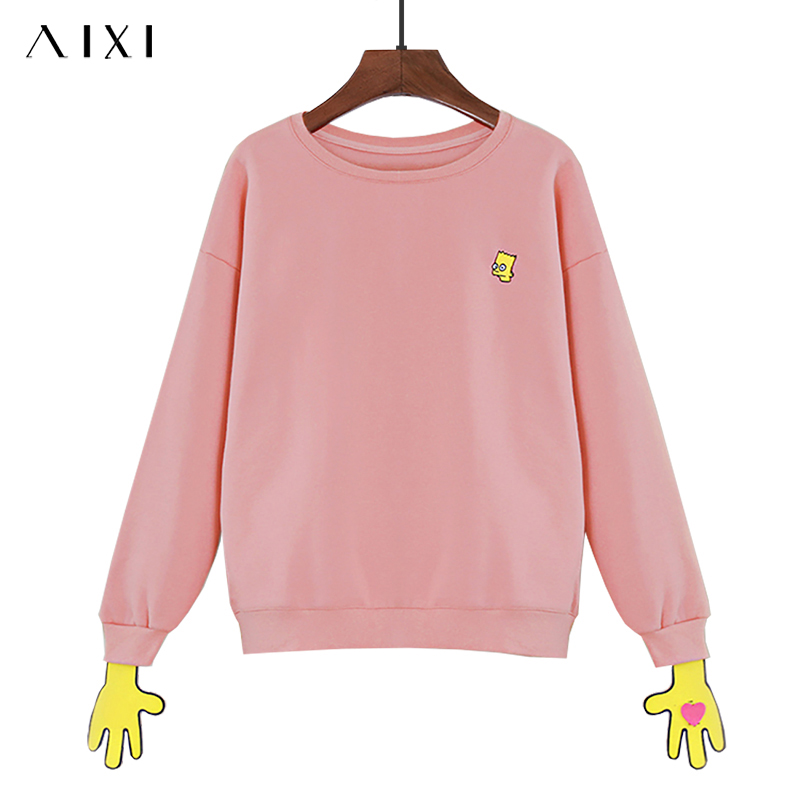 粉色卫衣女韩版潮学生宽松bf ulzzang加绒原宿