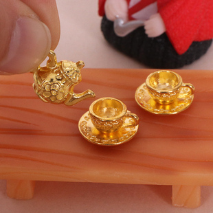 Dollhouse娃娃屋迷你茶杯茶壶微缩食玩过家家场景仿真酒壶模型OB1