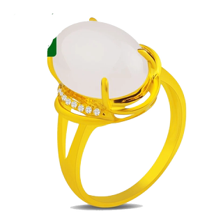 念玉珠宝18k玫瑰金戒指 和田玉黄金镶嵌女戒和田白玉镶钻 带证书