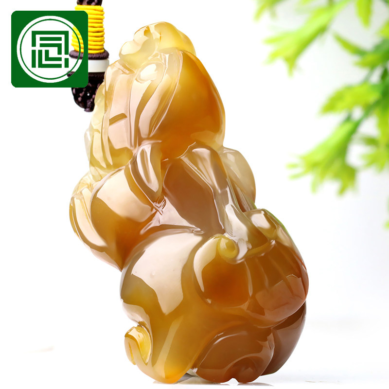 念玉天然红玛瑙手把件貔貅小摆件玉髓把玩件立体皮休金钱如意玉石