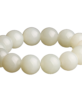 念玉珠宝和田白玉手链原石14mm