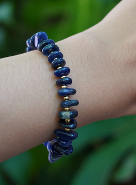 一安手作 蓝色手链 蓝色天然石手工编绳手链 小众复古手绳