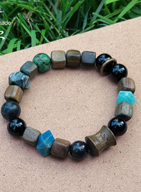 一安手作原创设计手工串珠绿檀曜石手串天然石手链多宝手链