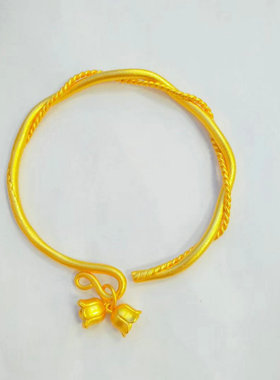 越南沙金莫比乌斯手环女久不掉色镀金仿真金铃兰花开口可调节手镯