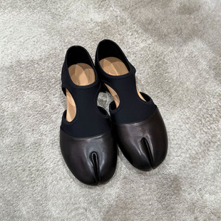 牛皮版~复古圆头分趾猪蹄鞋女2026春季新款单鞋休闲百搭玛丽珍鞋