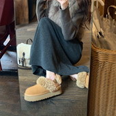两穿设计加绒保暖雪地靴女冬季 新款 厚底圆头拖鞋 羊毛 毛毛棉拖鞋