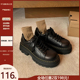经典 复古英伦风真皮厚底小皮鞋 女圆头系带大头牛津鞋 敲舒适 单鞋