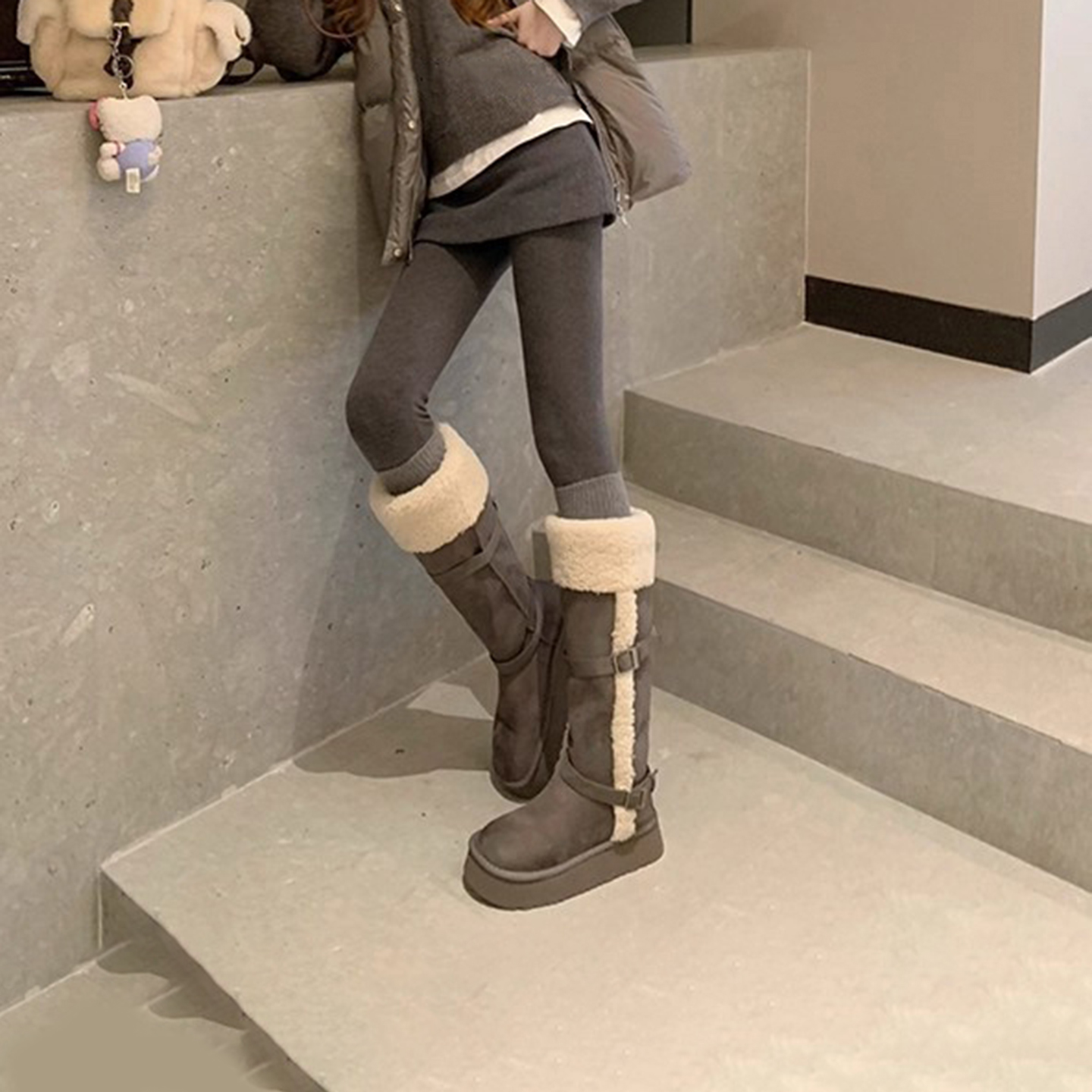羊毛版！圆头厚底长筒雪地靴女